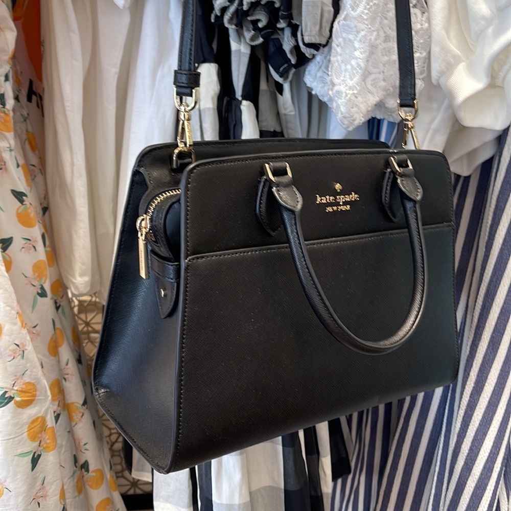 Kate Spade Madison Safiano Leather Medium Satchel Handbag 
COLOR: Black 
NWT - Picture 11 of 16